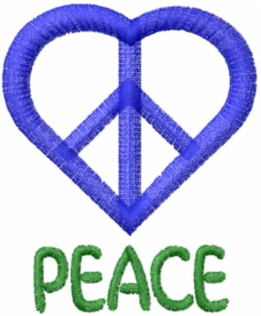 Picture of Heart Peace Blue Machine Embroidery Design