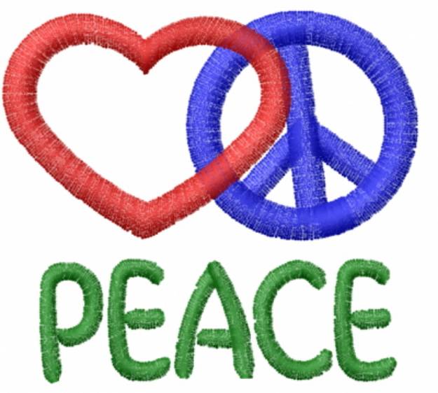 Picture of Heart Peace Symbols Machine Embroidery Design