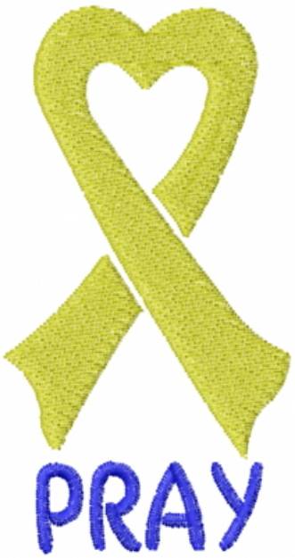 Picture of Pray Ribbon Heart Yellow Machine Embroidery Design