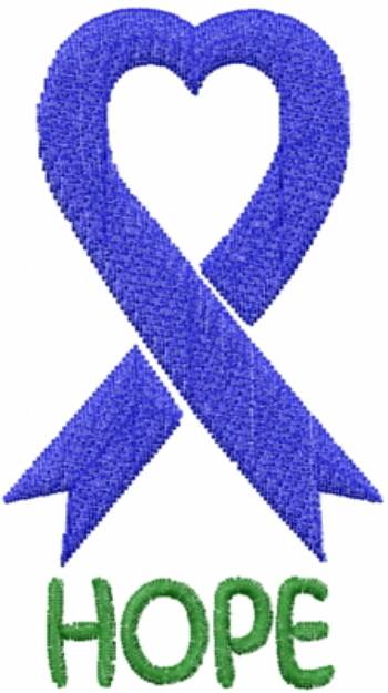 Picture of Heart Hope Ribbon Blue Machine Embroidery Design