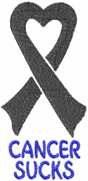 Picture of Cancer Heart Ribbon Black Machine Embroidery Design