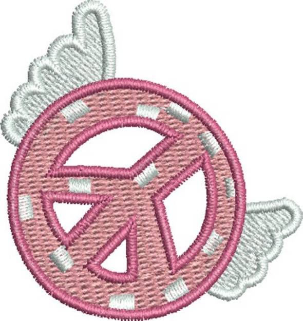 Picture of Winged Small Peace Sign Machine Embroidery Design