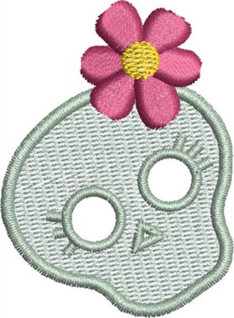 Picture of Skull with Flower Machine Embroidery Design