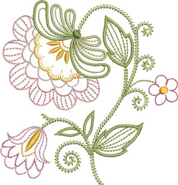 Pink Jacobean Floral Machine Embroidery Design | Embroidery Library at ...