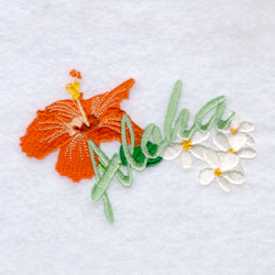 Aloha with Flowers Machine Embroidery Design