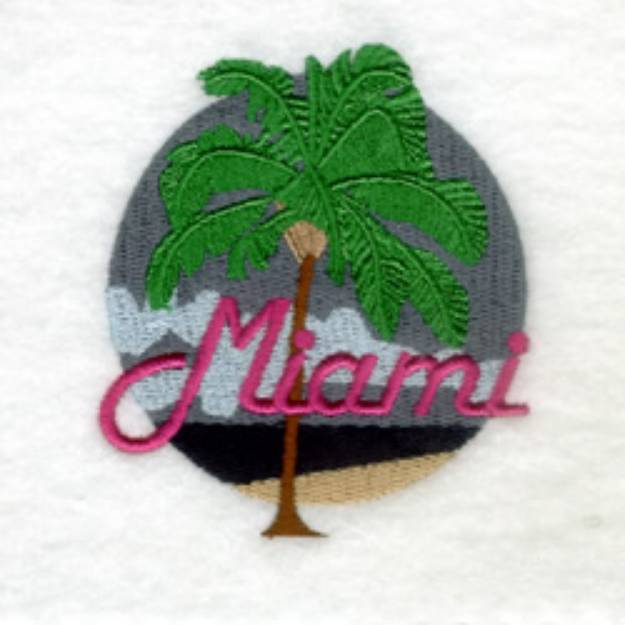 Picture of Miami with Palm Tree Machine Embroidery Design