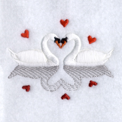 Swans in Love with Reflection Machine Embroidery Design