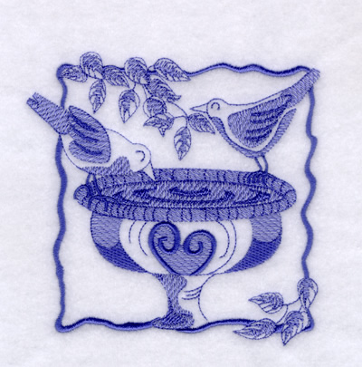 Bird Bath Machine Embroidery Design