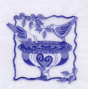 Picture of Bird Bath Machine Embroidery Design