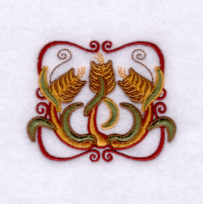 Autumn Harvest Wheat Square Machine Embroidery Design