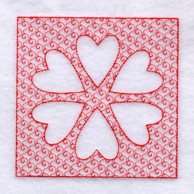 6 Trapunto Hearts Machine Embroidery Design