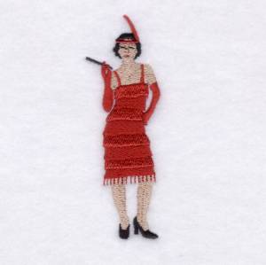 Picture of Flapper in Red Machine Embroidery Design