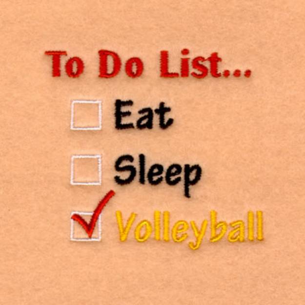 Picture of Volleyball To Do List… Machine Embroidery Design