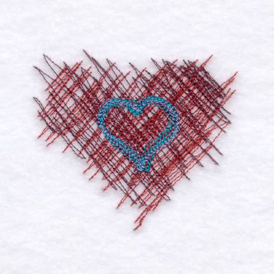 Sketched Double Heart Machine Embroidery Design