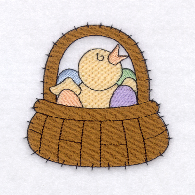Country Chick in Basket Machine Embroidery Design