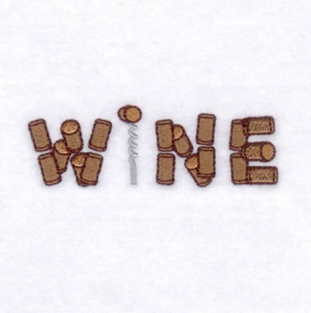 Picture of Cork Wine Text Machine Embroidery Design