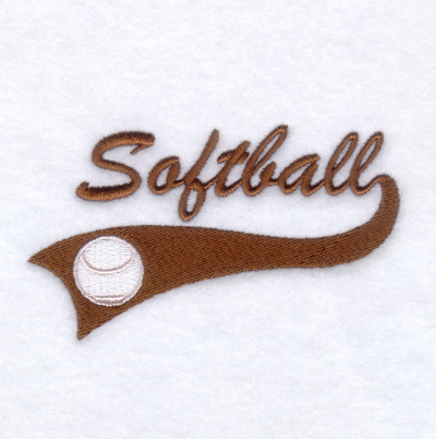 Softball Script Tail Machine Embroidery Design