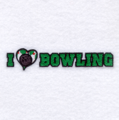 I Love Bowling Machine Embroidery Design