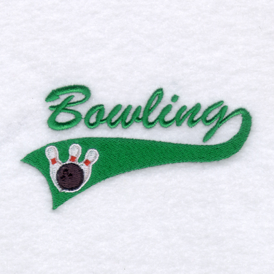 Bowling Script Tail Machine Embroidery Design