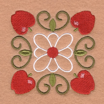 Folk Apple Square Machine Embroidery Design
