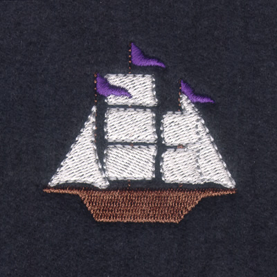 Three Flags Ship Machine Embroidery Design