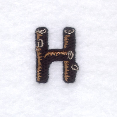 Wood Font "H" Small Machine Embroidery Design