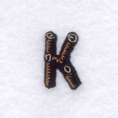 Wood Font "K" Small Machine Embroidery Design