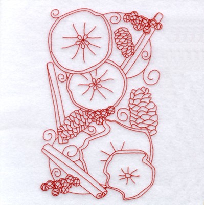 Country Apple Redwork Machine Embroidery Design