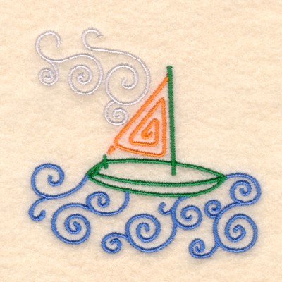 Sailboat Swirl Machine Embroidery Design