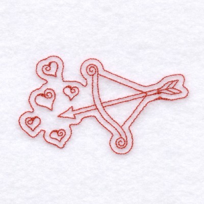 Bow & Hearts Redwork Machine Embroidery Design