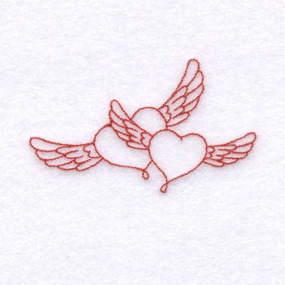 Winged Love Redwork Machine Embroidery Design