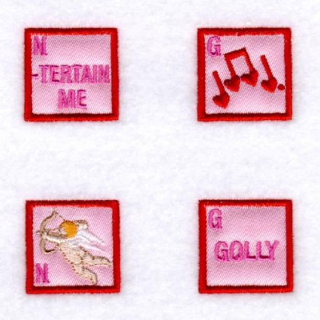 Picture of Valentine Bingo Applique Squares #7 Machine Embroidery Design