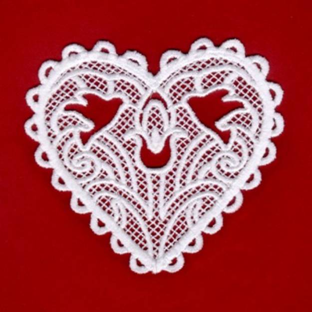 Picture of Hummingbird Lace Heart Machine Embroidery Design