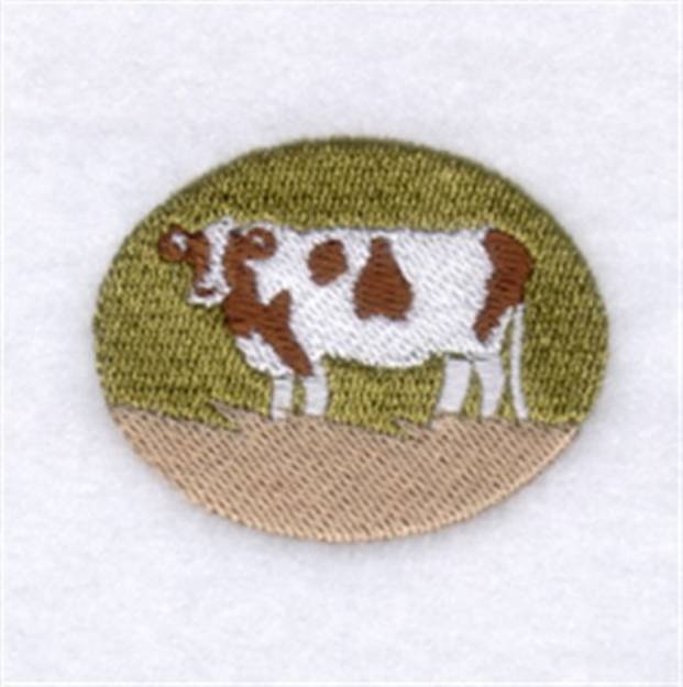 Picture of Cow Oval Machine Embroidery Design