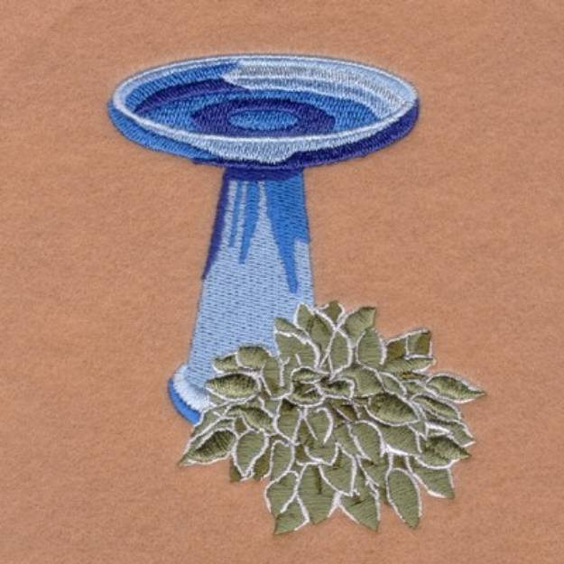 Picture of Birdbath and Hosta Machine Embroidery Design