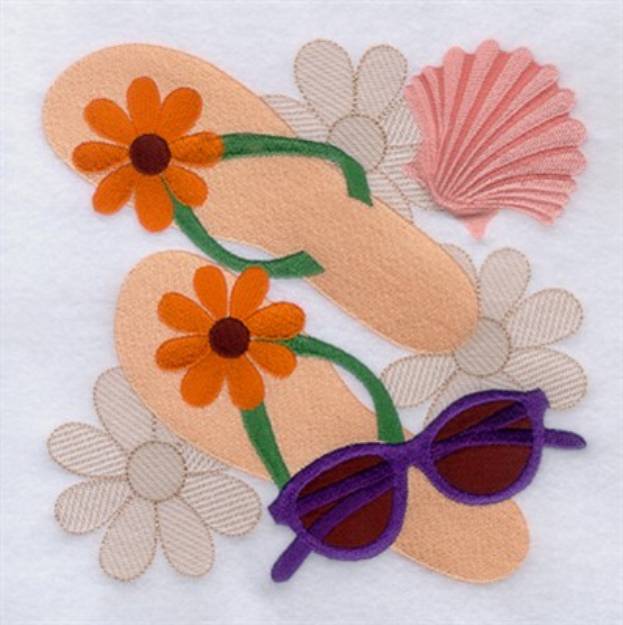 Picture of Flip Flop Square Machine Embroidery Design