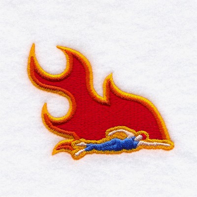 Flaming Swimmer Machine Embroidery Design