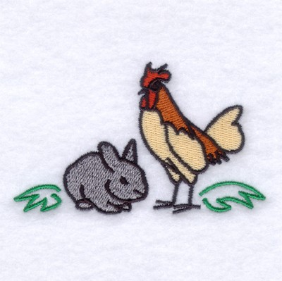 Rabbit and Rooster Machine Embroidery Design