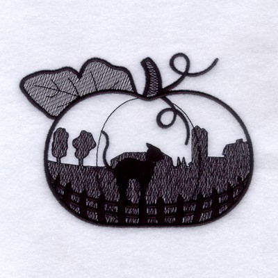 Black Cat Pumpkin Toile Machine Embroidery Design