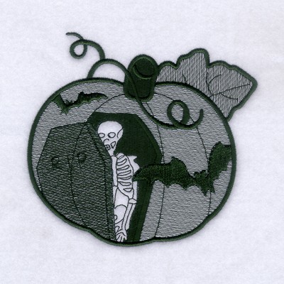 Skeleton Pumpkin Toile Machine Embroidery Design