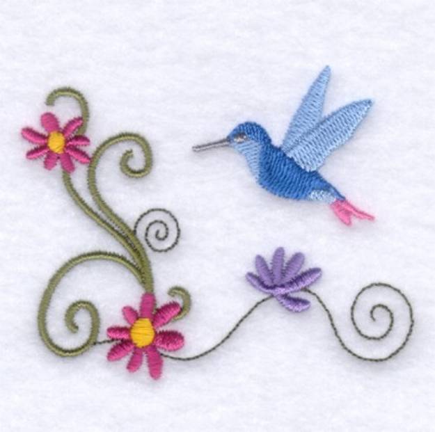 Picture of Whimsical Hummingbird Machine Embroidery Design