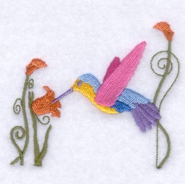 Picture of Whimsical Hummingbird Machine Embroidery Design