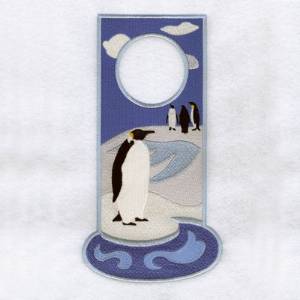 Picture of Penguins Door Hanger Machine Embroidery Design