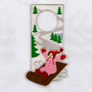 Picture of Sledding Door Hanger Machine Embroidery Design