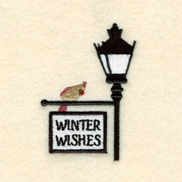 Picture of Cardinal On Signpost Machine Embroidery Design