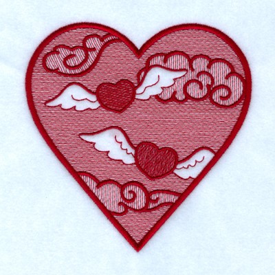 Winged Hearts Toile Machine Embroidery Design
