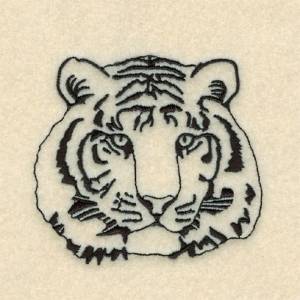 Picture of Tiger Face Outline Machine Embroidery Design