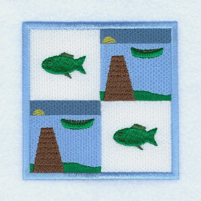 Fishing Square Machine Embroidery Design
