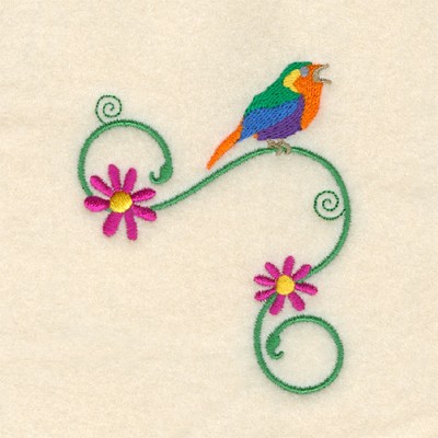 Whimsical Songbird Machine Embroidery Design