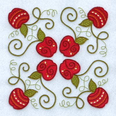 Jacobean Apples Machine Embroidery Design